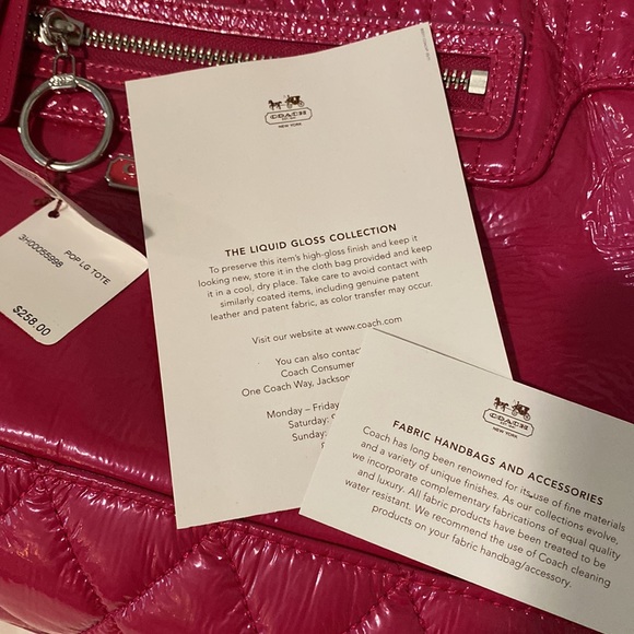COACH POPPY Liquid Gloss TOTE, Magenta - Picture 10 of 16